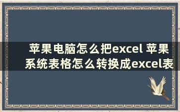 苹果电脑怎么把excel 苹果系统表格怎么转换成excel表格